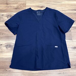 Figs Casma 3 Pocket Scrub Top in Navy Blue Size XXL